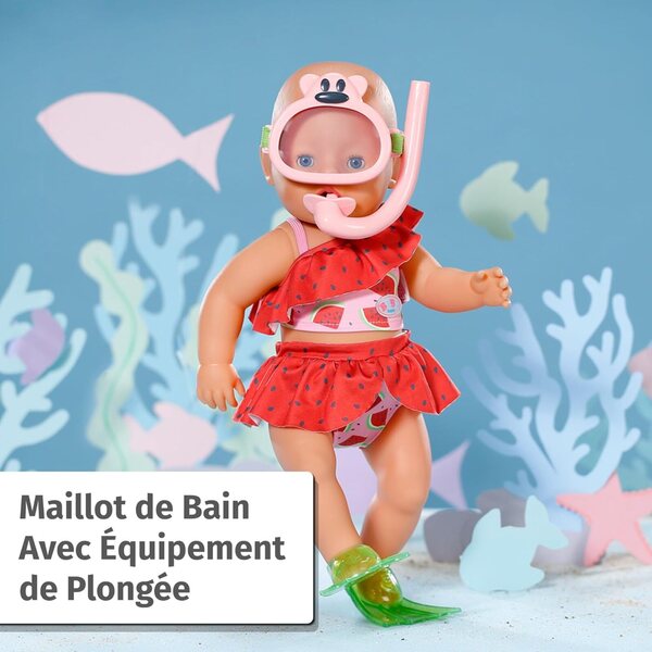 BABY born Set da immersione con bikini, pinne e maschera per bambole 43 cm