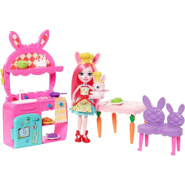 Enchantimals Rabbit's Kitchen Mini-Puppenbox mit Tierzubehör