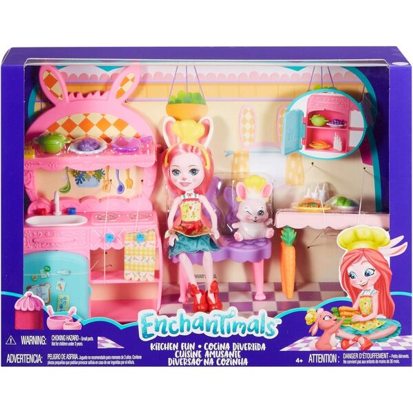 Enchantimals Rabbit's Kitchen Mini-Puppenbox mit Tierzubehör