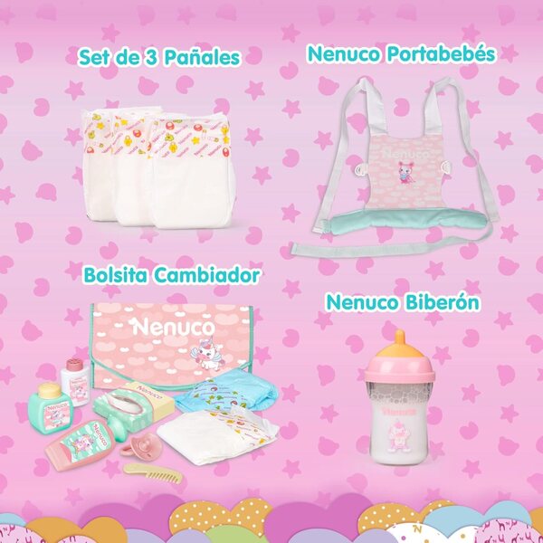 Nenuco Sac à Langer Jouet, mehrfarbig, Einheitsgröße, sicher für Kinder