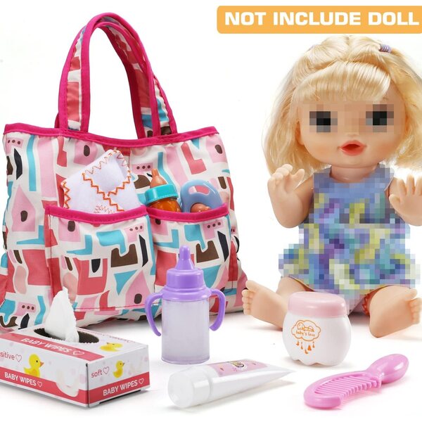 Set 13 Accessori per bambole con Biberon Magico, Sac À Langer e Accessori Cura Bambola