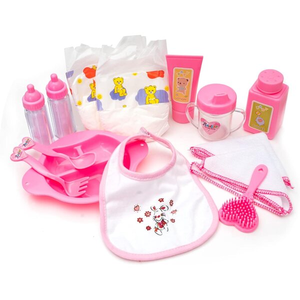 HappyVk Sac à Langer bambole con Accessori Baby - Design Licorne Ricamato per Bambine