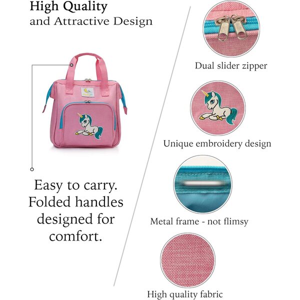 HappyVk Sac à Langer bambole con Accessori Baby - Design Licorne Ricamato per Bambine