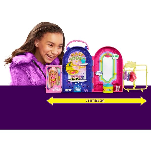 Barbie Extra Minis Doll Boutique Box, Zubehör und Ankleiden – Spiel für Kinder ab 3 Jahren