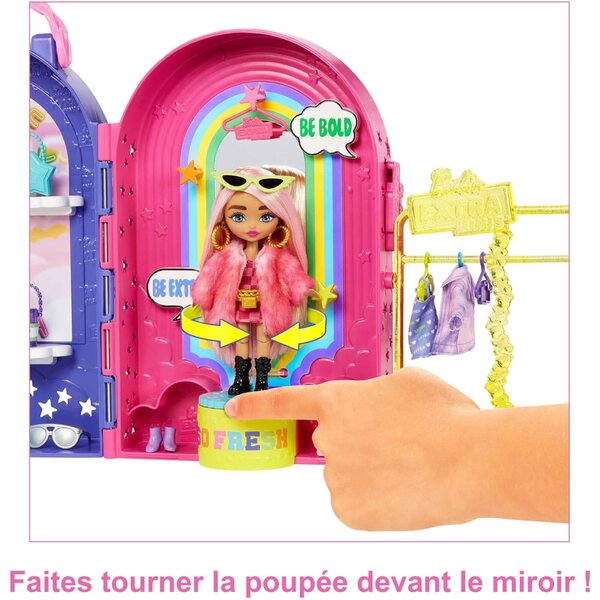 Barbie Extra Minis Doll Boutique Box, Zubehör und Ankleiden – Spiel für Kinder ab 3 Jahren