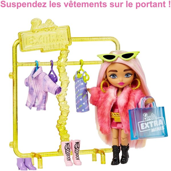 Barbie Extra Minis Doll Boutique Box, Zubehör und Ankleiden – Spiel für Kinder ab 3 Jahren