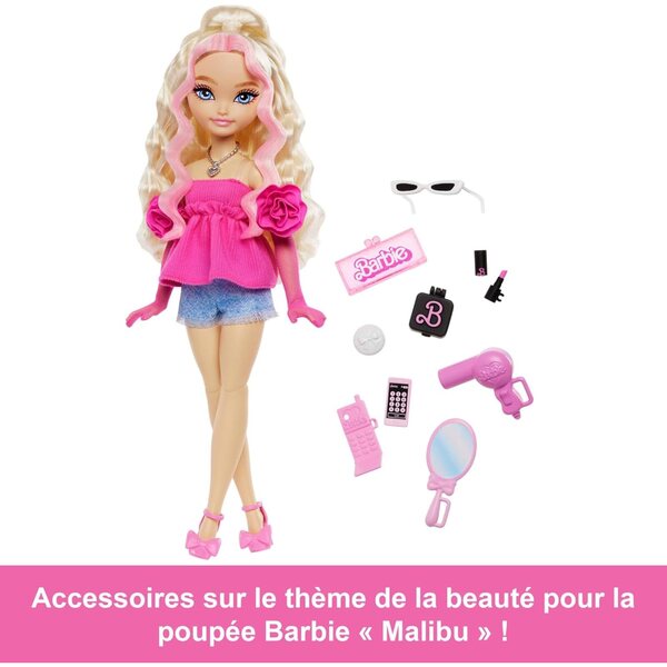 Barbie Malibu Dream Team mit 11 Beauty-Accessoires und welligem blonden Haar