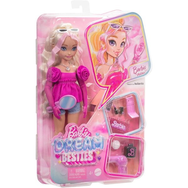 Barbie Malibu Dream Team mit 11 Beauty-Accessoires und welligem blonden Haar