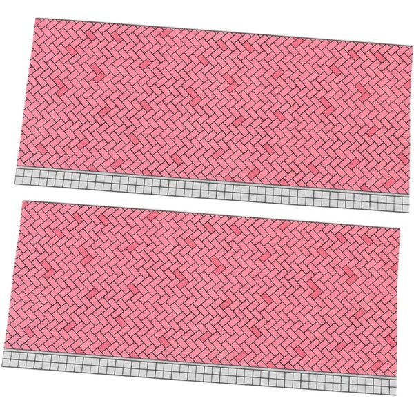 2 pezzi pavimentazione in ABS per mini case 1/50, piastrelle rosa con motivo diagonale