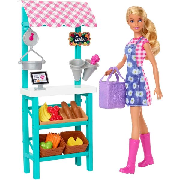 Barbie Mercatino Contadino con Bambola Bionda e Accessori - Gioco per Bambini 3+