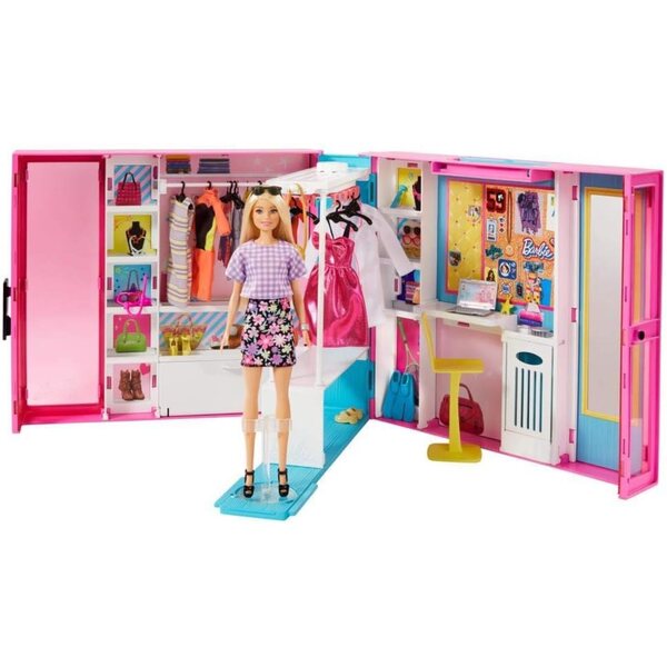 Barbie Dream Closet con 25+ accessori e 4 outfit per giochi di ruolo creativi