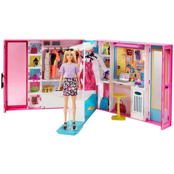 Barbie Dream Closet con 25+ accessori e 4 outfit per giochi di ruolo creativi
