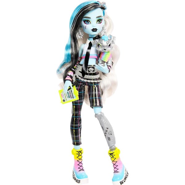 Monster High Frankie Stein avec 15 accessoires inclus, poster et Watzit le chien