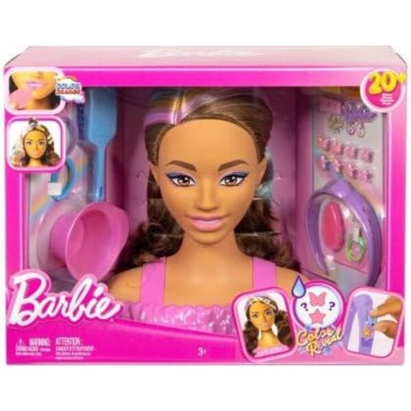Color Reveal Kopfbedeckungsset mit braunem Chevelure und 20 Accessoires für Barbie