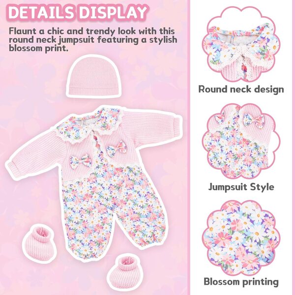 Set 11 Pezzi di Abbigliamento e Accessori per Bambole 30-43 cm con Culla Rosa