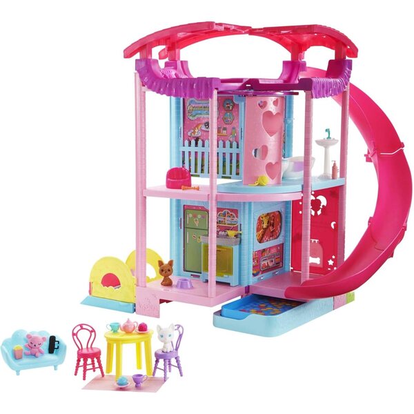 Barbie La Maison de Chelsea Modulare con Accessori, Piscina e Animali - 50 cm
