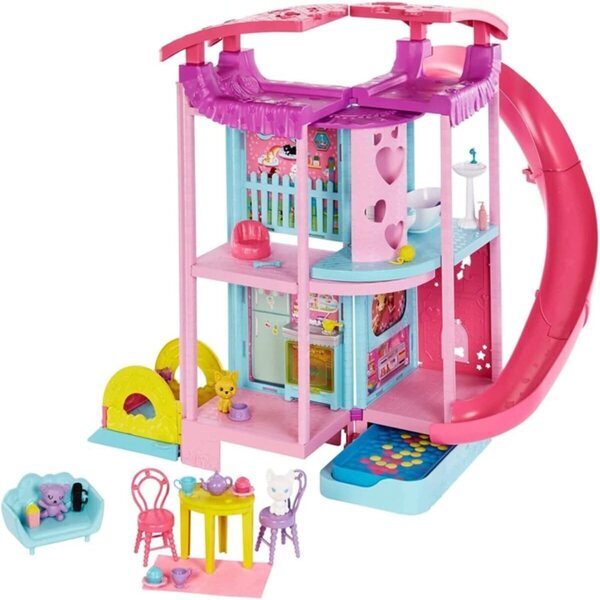 Barbie La Maison de Chelsea Modulare con Accessori, Piscina e Animali - 50 cm