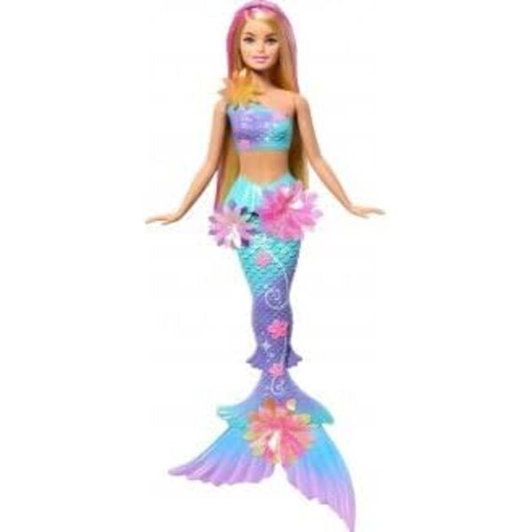 Deluxe Box Barbie Blonde Meerjungfrau Magische Blumen 37 cm – Verwandelbare Puppe