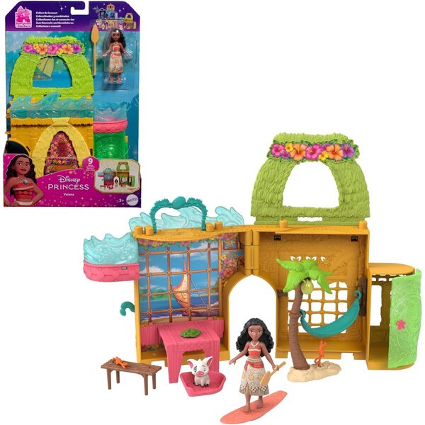 Mattel Disney Vaiana Puppenhaus mit Minipuppe, Zubehör und Tierfreund