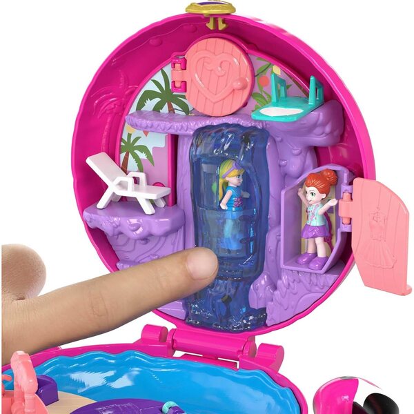 Polly Pocket Universe Der rosa Flamingo-Pool mit 2 Minifiguren und Zubehör