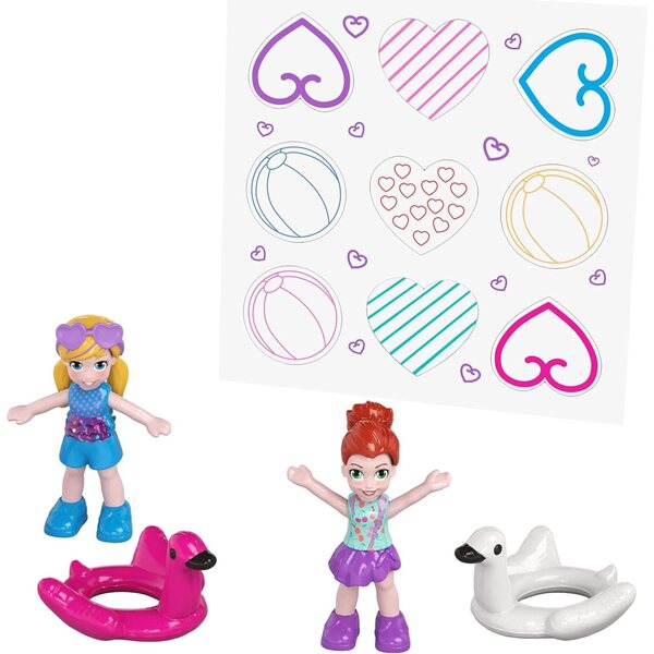 Polly Pocket Universe Der rosa Flamingo-Pool mit 2 Minifiguren und Zubehör