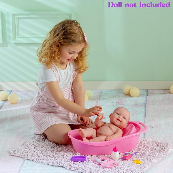 Set Accessori per Bambole JC Toys con Vasca, Spazzolino e Asciugamano Rosa S
