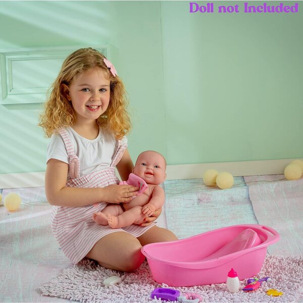 Set Accessori per Bambole JC Toys con Vasca, Spazzolino e Asciugamano Rosa S