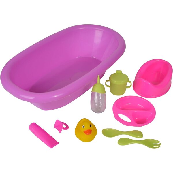 Vasca per Bambole New Born Baby con Accessori 10 pezzi, 39 cm, da 1 anno