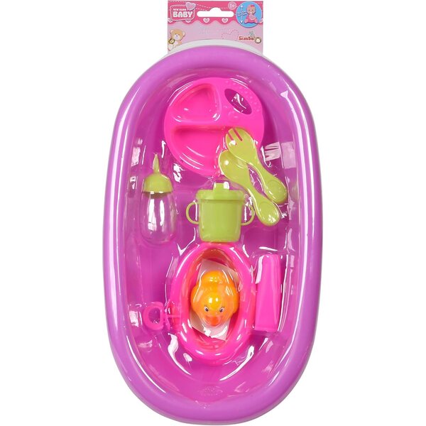 Vasca per Bambole New Born Baby con Accessori 10 pezzi, 39 cm, da 1 anno