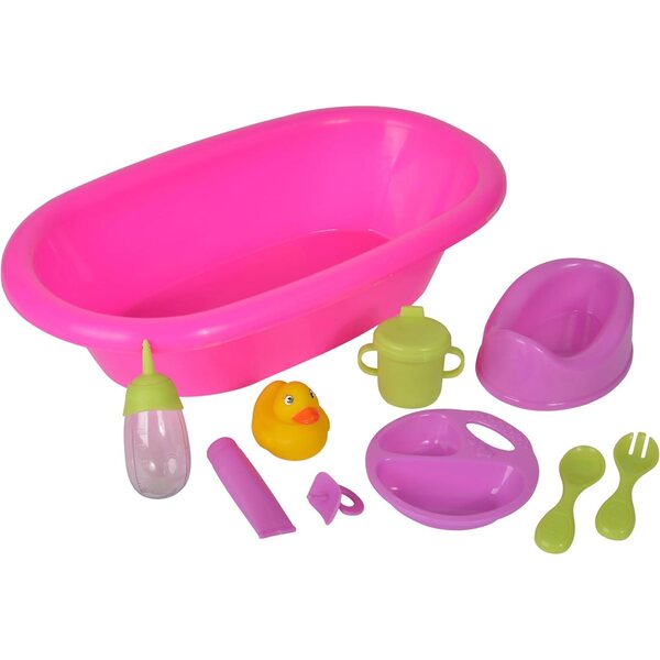 Vasca per Bambole New Born Baby con Accessori 10 pezzi, 39 cm, da 1 anno