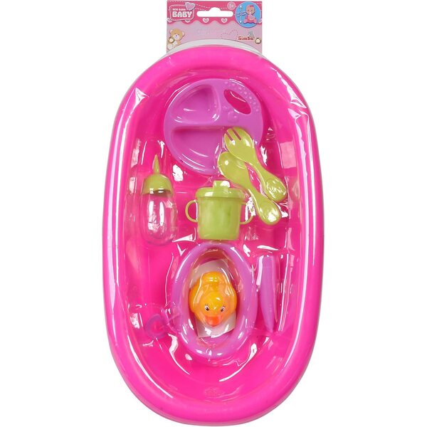 Vasca per Bambole New Born Baby con Accessori 10 pezzi, 39 cm, da 1 anno