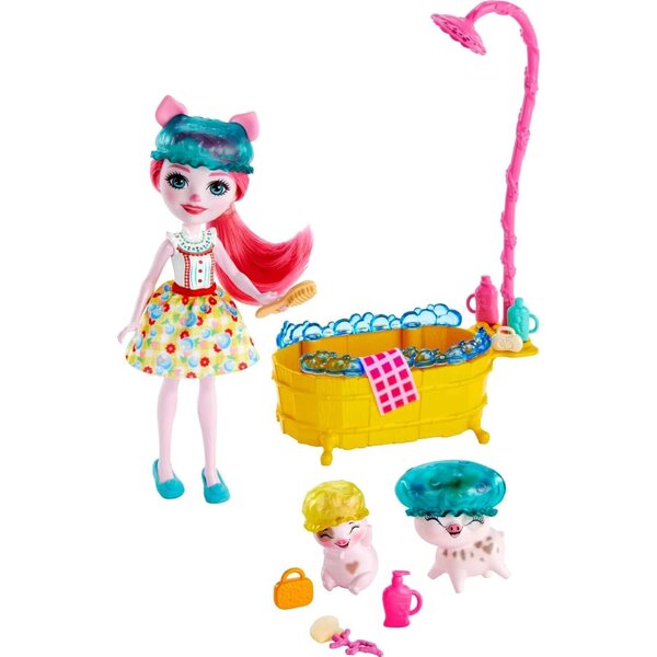 Enchantimals Heure du Bain Box-Set mit Petya Truie und Zubehör, Kinderspiel
