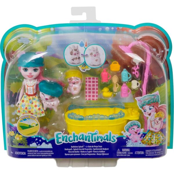 Enchantimals Heure du Bain Box-Set mit Petya Truie und Zubehör, Kinderspiel