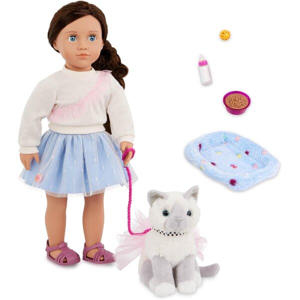Unsere Generation Mindy und Pepper – 46 cm große Puppen mit Kätzchen und Zubehör für Kinder ab 3 Jahren
