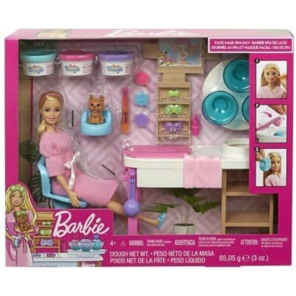 Barbie Spa Box-Set mit Puppen, Chiot und mehr als 10 Accessoires für Schönheit und Entspannung