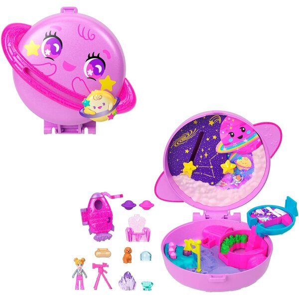 Polly Pocket Space Exploration Box-Set mit Minifigur und thematischem Zubehör