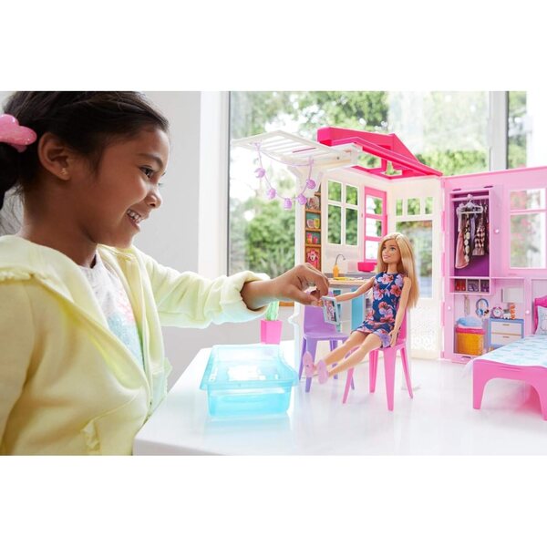 Barbie Casa da Portare con Piscina, Accessori, bambole Inclusa - Gioco Casa 360°
