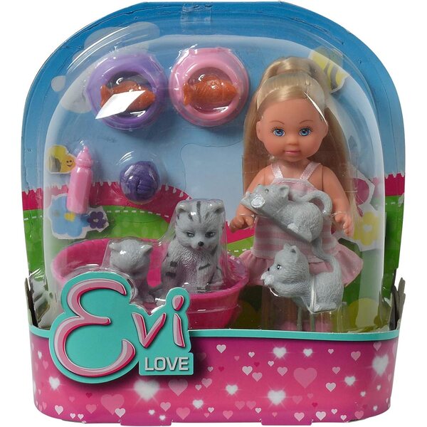 Evi Love Animal Friend Simba – Minipuppe mit Tierpflegezubehör