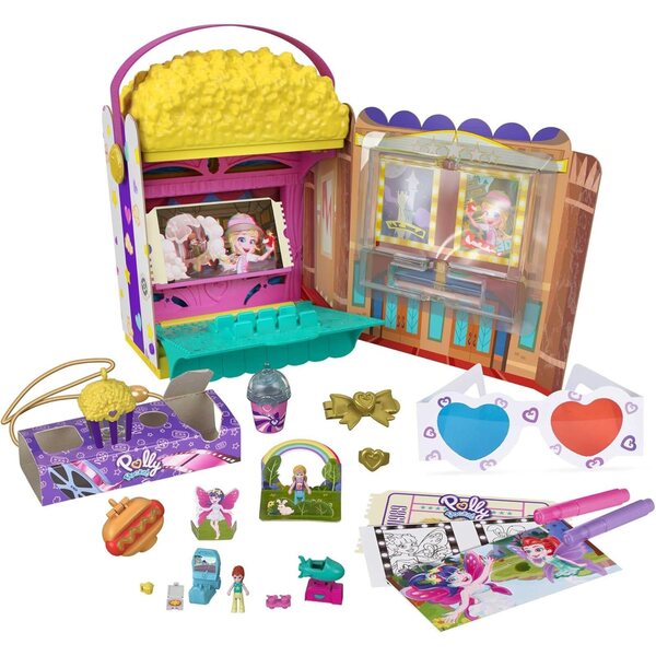 Polly Pocket Popcorn Surprises Box-Set mit Mini-Kino und kreativem Zubehör 2021