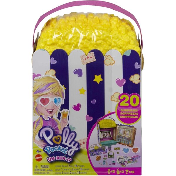 Polly Pocket Popcorn Surprises Box-Set mit Mini-Kino und kreativem Zubehör 2021
