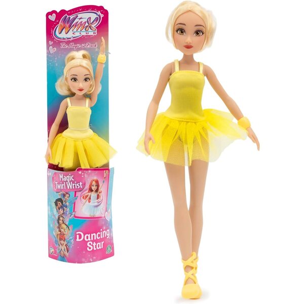 Winx Stella 27 cm κούκλες Dancing Star με αρμούς και φόρεμα χορού
