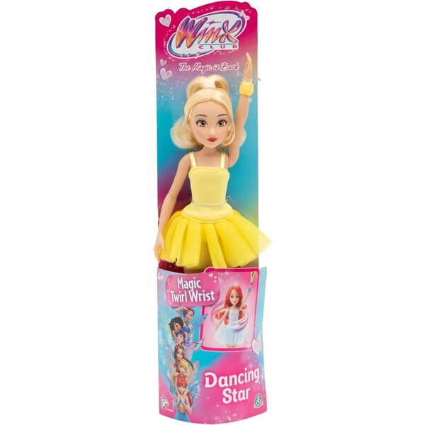 Winx Stella 27 cm κούκλες Dancing Star με αρμούς και φόρεμα χορού