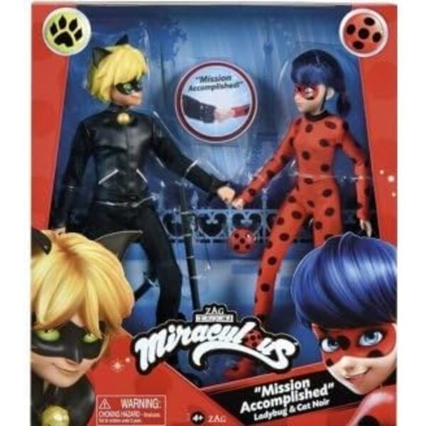Miraculous Ladybug und Chat Noir 26 cm Set mit 2 Zubehörteilen – Spiel für Kinder ab 3 Jahren
