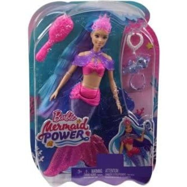 Mermaid Power Meerjungfrau-Set mit Barbie-blauen und lila Haaren + Accessoires und Tier