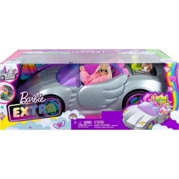 Graues Glitzer-Cabriolet mit Zubehör für Puppen und Tigerkarten
