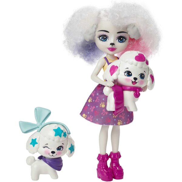 Enchantimals Pudelpflegeset mit Perris-Puppe und 2 Magic-Welpen
