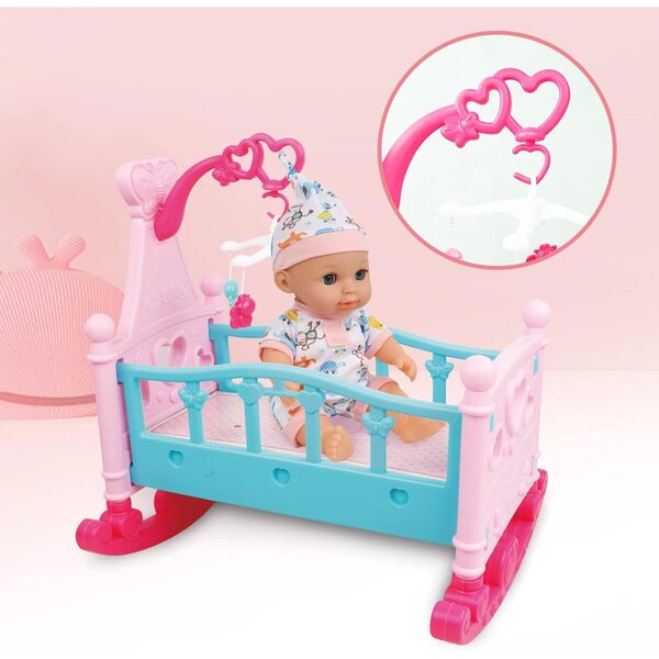 12-Zoll-RedCrab-Babypuppenset mit 24 Zubehörteilen, Kinderbett, Badewanne und Lernspielzeug