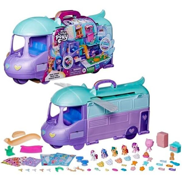 My Little Pony Magic-Van Mini Monde Magique: Kreativer Campingwagen mit 5 Mini-Ponys