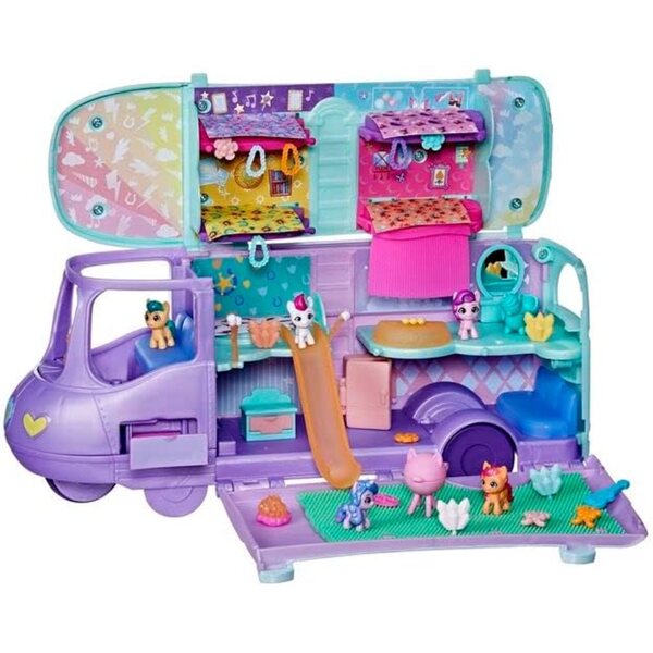 My Little Pony Magic-Van Mini Monde Magique: Kreativer Campingwagen mit 5 Mini-Ponys