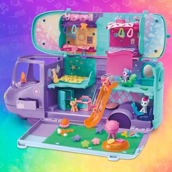 My Little Pony Magic-Van Mini Monde Magique: Kreativer Campingwagen mit 5 Mini-Ponys